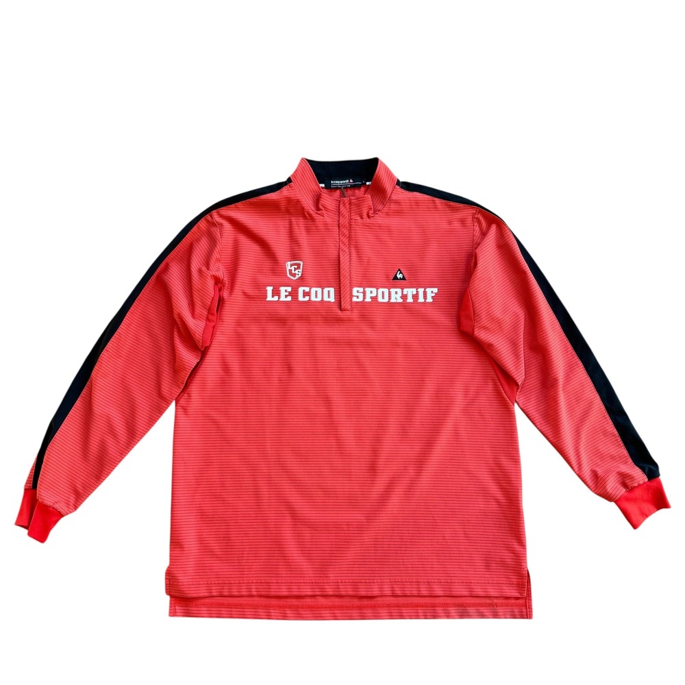 Le Coq Sportif Golf Collection Men's Orange Quarter Zip Pullover Shirt L